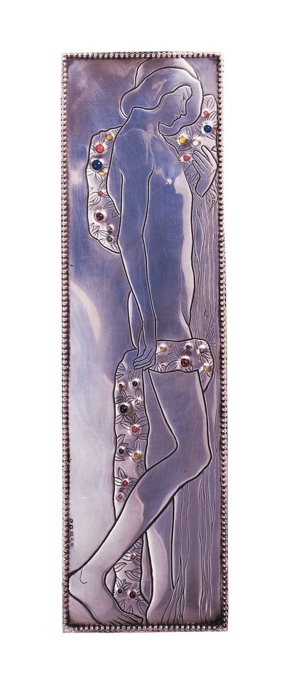 Panel från A Wiener Werkstatte Single Bed, c.1904 (metall) av Koloman Moser