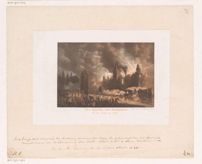 Brand i slottet Haamstede Slottet Haemstede. (Vid branden 1525). (titel på objekt) av Koninklijke Nederlandse Steendrukkerij van C.W. Mieling