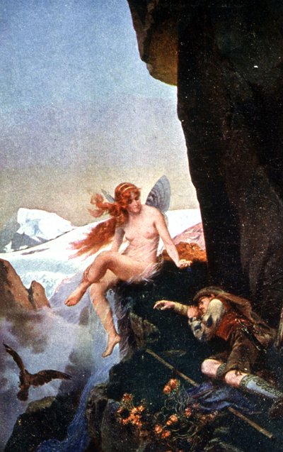 Fe i de schweiziska alperna, ca. 1910 (illustration) av Konrad Dielitz
