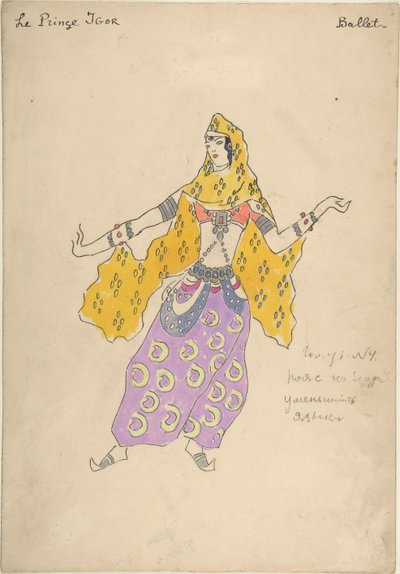 Polovtsian flicka. Kostymdesign för operan Prince Igor av A. Borodin, 1909 av Konstantin Alekseevich Korovin