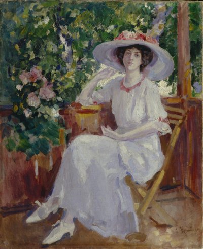 Porträtt av astress Nadezhda Komarovskaya av Konstantin Alekseevich Korovin