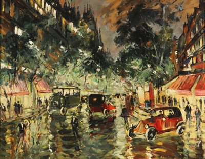Regnig natt i Paris, 1930-talet av Konstantin Alekseevich Korovin