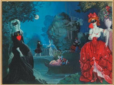 Moonlight Masquerade (olja på duk) av Konstantin Andreevic Somov