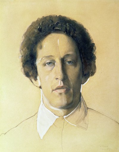 Porträtt av Alexander Alexandrovich Blok (1880-1921) av Konstantin Andreevic Somov