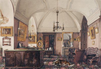 Interiörer av Vinterpalatset. Storprins Nicholas Nicolaievichs studie, 1856 av Konstantin Andreyevich Ukhtomsky