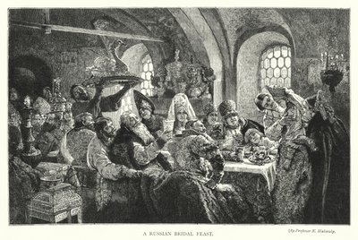 En rysk bröllopsfest (gravyr) av Konstantin Egorovich Makovsky
