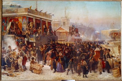 Balladins på Admiraut Square i St. Petersburg Street Theatre Show. Målning av Constantine Makovsky (Makovsky) (1839-1915) (ec.rus.) 1869 Moskva, Tretyakov Gallery av Konstantin Egorovich Makovsky