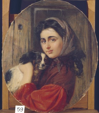 Flicka Med Liten Hund av Konstantin Egorovich Makovsky