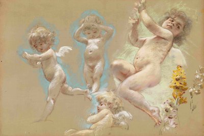 Putti. Inredning av Baron von Dervis Mansion i Petersburg av Konstantin Egorovich Makovsky