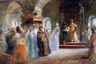 Tsar Alexei Michaylovich (1629-76) väljer en brud av Konstantin Egorovich Makovsky
