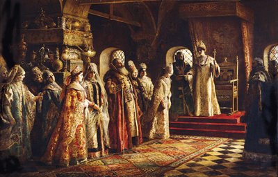 Tsar Alexei Mikhailovich väljer en brud, 1886 av Konstantin Egorovich Makovsky