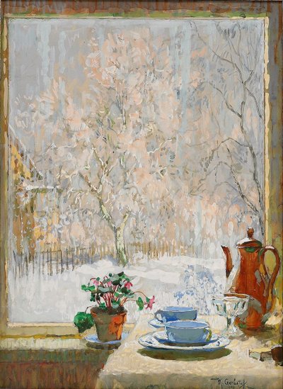 Genom fönstret på vintern, 1945 av Konstantin Ivanovich Gorbatov