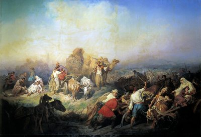 Militärvägen mellan Sevastopol och Simferopol under Krimkrigets tid, 1858. av Konstantin Nikolayevich Filippov