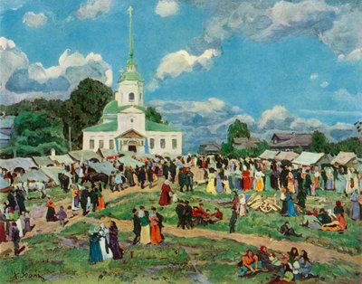 "A Village Holiday", 1910, 1965. av Konstantin Yuon