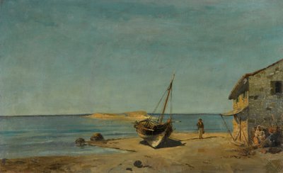 Fiskarhemmet på stranden av Konstantinos Volanakis