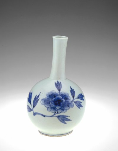 Punwon ware-flaska, Kyonggi-provinsen, Chosun-perioden (porslin med koboltpigment under klar färglös glasyr) av Korean School