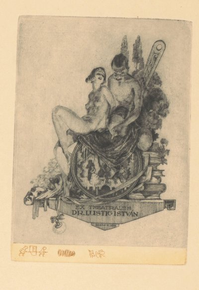 Det finns ex libris till István Luszt Ex teaterdr. István Lustig (titel på objekt) av Kornél Révész