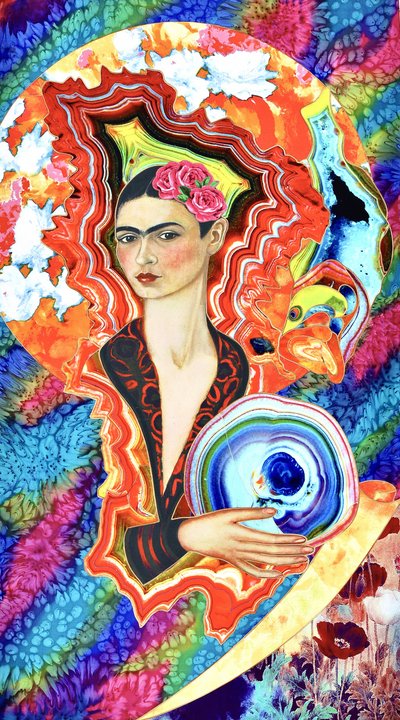 Kvinna med surrealistisk blomsterkrans av Kostyantin Malginov