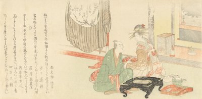 Courtesan med klient inför en Tokonoma Alkov, 1798. av Kubo Shunman