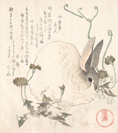 Hare och maskros, troligen 1820. av Kubo Shunman