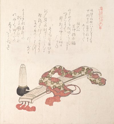Koto japansk harpa och Sho Reed Organ, 1800-talet. av Kubo Shunman