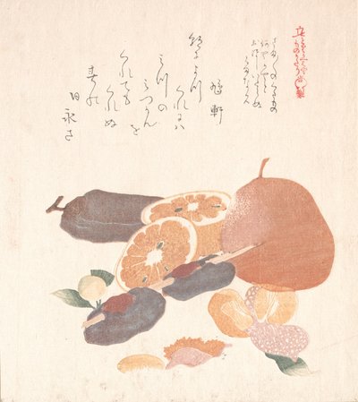 Apelsiner och torkad persimmon, 1800-talet. av Kubo Shunman