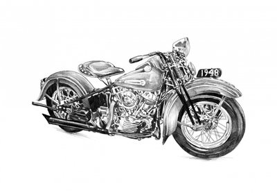 Illustration av en motorcykel från 1948 av Kulik