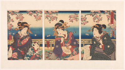 Välstånd i bergen längs floden Sumida av Kunisada (II) , Utagawa