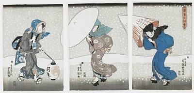 Tung snö vid årets slut, 1844. av Kunisada