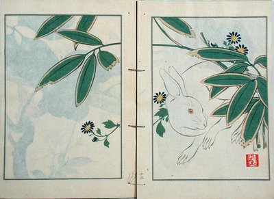 Kaninen, från en samling av konstnärens verk publicerad av Kobyashi Bunscichi 1901 (träblock i färg) av Kurokawa Yasusada Kigyoku