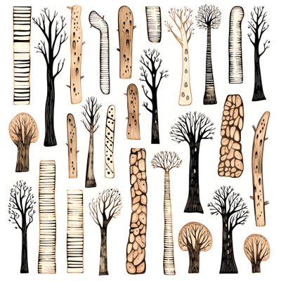 Trädstammar, boho clipart, boho ritmönster, boho stam 2 av Kurt Heppke