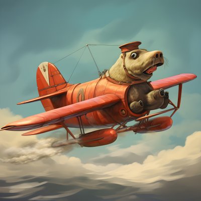 En valross flyger ett plan 2 av Kurt Heppke