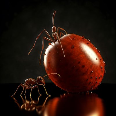 En brun myra klättrar på ett stort äpple 1 av Kurt Heppke