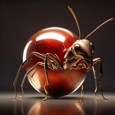 En brun myra klättrar på ett stort äpple 2 av Kurt Heppke