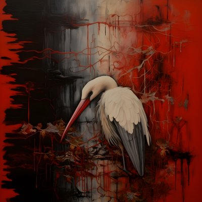 Kvinna och stork 2 av Kurt Heppke