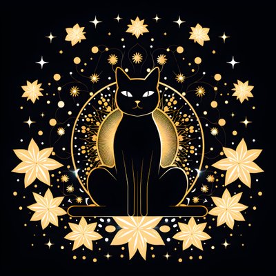 Katt i meditation sitter på en lotusblomma 2 av Kurt Heppke