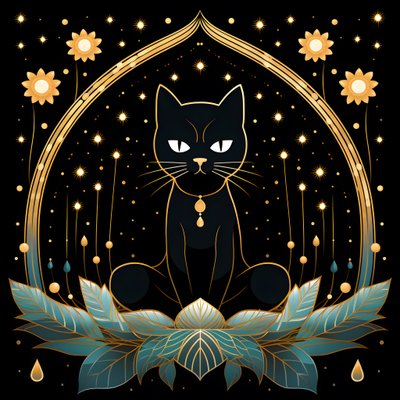 Katt i meditation sitter på en lotusblomma 4 av Kurt Heppke