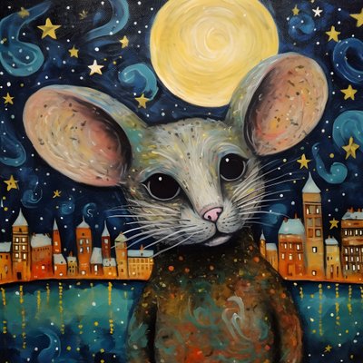 Porträtt av musdjuret Starry Night 3 av Kurt Heppke
