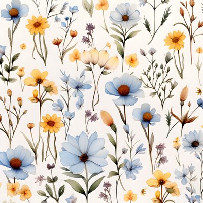 aquarell boho blommiga vilda blommor 2 av Kurt Heppke