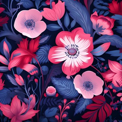 en bukett blommor i rosa och blått 3 av Kurt Heppke