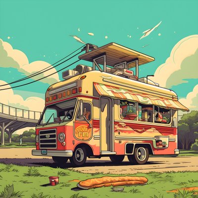 en konstnärlig evenemangsaffisch för foodtrucks i en skatepark i norra Kalifornien 2 av Kurt Heppke