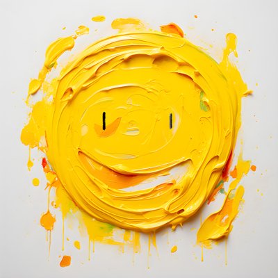 gul smiley målad i impasto 2 av Kurt Heppke
