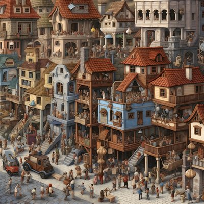 stad med många människor realistiska 2 av Kurt Heppke