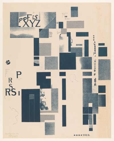 Komposition med typografiska element av Kurt Schwitters (signed by artist)