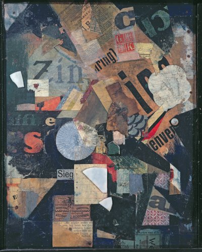 Victory (olja och collage på tidning) av Kurt Schwitters