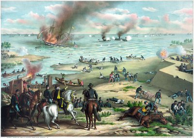 Amerikanska inbördeskriget (1861-1865): Slaget vid Hampton Roads 8-9 mars av Kurz and Allison