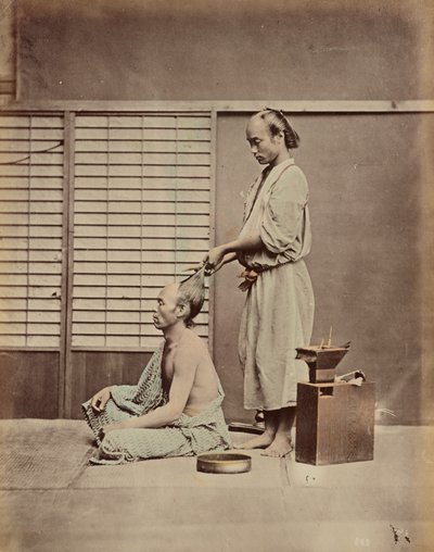 Hårfrisering i japansk stil av Kusakabe Kimbei