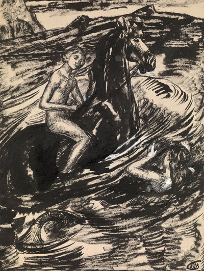 Illustration för The Princess of the Tide av Mikhail Lermontov av Kuzma Sergeevich Petrov-Vodkin
