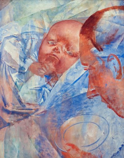Mor och barn - Petrov-Vodkin (Petrov Vodkin), Kuzma Sergeyevich (1878-1939) - 1922 - Olja på duk - 64,2x50,3 - Privat samling av Kuzma Sergeevich Petrov-Vodkin