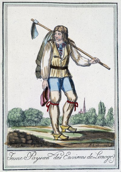 Ung bonde från omgivningarna i Limoges - i "" Encyclopédie des voyages"" av J. Grasset St Sauveur, Deron, Paris av L.F. Labrousse